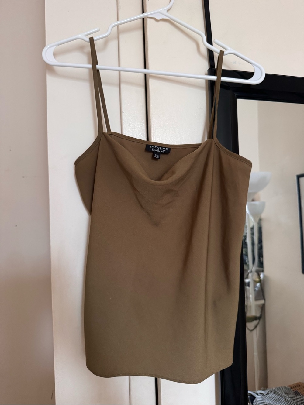 Topshop Olive Brown Cowl-Neck Slip Cami